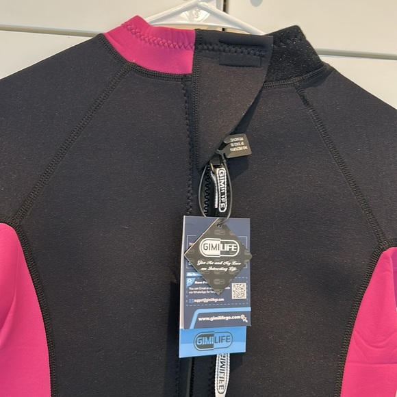 Gimilife Neoprene 3MM Full Body Wetsuit Black Pink Back Zip Women’s size M NEW - Picture 4 of 16